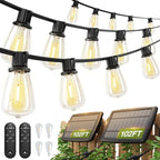 addlon 2 Pack*102FT(96+6) Solar String Lights Waterproof, Patio Lights Solar Powered with Remote & USB Port, 3 Lighting Modes 60+4 LED Shatterproof Bulbs Outdoor Light for Camping Backyard Garden