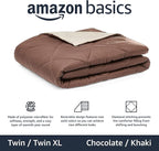 Amazon Basics Comforter Blanket Twin/Twin XL, Reversible Lightweight Microfiber All Season Blanket, Chocolate / Khaki