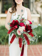 6PCS Delphinium Artificial Flowers 29.5" Realistic Red Silk Flowers Faux Snapdragon Flowers Long Stem Fake Hyacinth for Tall Vase Wedding Home Garden Decor (Red)