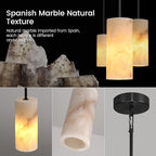 Alabaster Pendant Lights Kitchen Island, Modern Marble Pendant Lighting, Adjustable Black Pendant Lights Fixtures for Bedroom Bathroom Dinning Room(Include E12 Bulb)