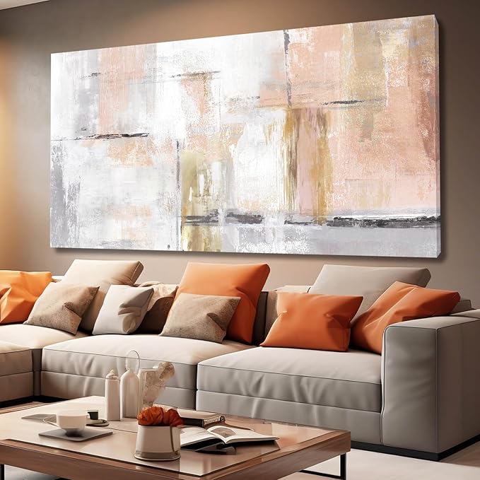 SOUGUAN Canvas wall Art Gold Wall Decor Bedroom Pink Pictures Wall Decoration Artwork Abstract Wall Art large Modern Painting Pictures for Living Room Home Kitchen Office (30x60, Pink)