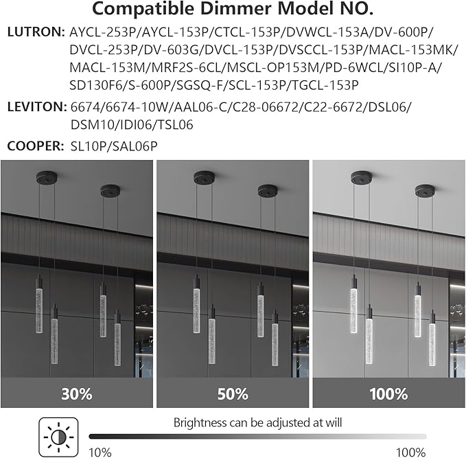 Modern Light Fixture Kitchen Island Pendant Light Dimmable LED Black Pendant Lights Mini Crystal Pendant Lighting for Bedroom Dining Room Living Room（2-Light ）