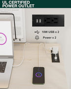 Frylr Small Folding Computer Desk – 55.1 Inch Portable Table for Craft and Study, Lightweight Desk for Small Spaces, Foldable Laptop Table Built-in AC/USB Outlets for Convenience, White Ash