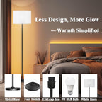 Smart LED Floor Lamp with APP Control & RGB Colors - Dimmable Standing Lamp for Living Room, Bedroom, Gaming - Remote, Timer, 9W Bulb Included, 60.6" Modern Tall Lamp (White)