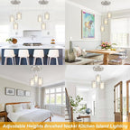 Pendant Lights Kitchen Island Brushed Nickel Pendant Light Kitchen Island Lighting, 3-Light Pendant Light Fixtures with Clear Glass Shades Spiral Iron Cluster Dining Room Light Fixture