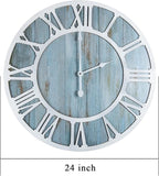 1st owned Wall Clocks for Living Room Decor,24" Vintage,Round Silent Non Ticking,Black Metal,Modern Wood Clocks for Home Bedroom,Kitchen,Garden,Office,Cafe,Modern Wall Decoration -Roman Numerals