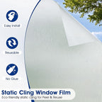 Privacy Window Film Static Cling, Frosted Glass Decorative Window Film with 96% UV Blocking, Non-Adhesive Removable Window Cling for Home Office Bathroom, 17.5 x 78.7 Inches, Pure