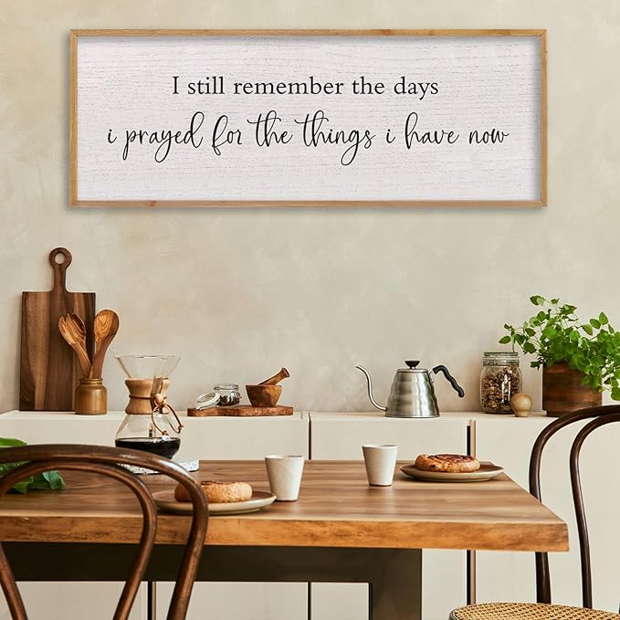 LuZhiQiang I Still Remember The Days I Prayed Sign Bible Verse Christian Wall Decor 40"X15" for Scripture Religious Family Living Room Holy Catholic God Jesus Christ Prayer Home Wall Art (Wood)