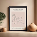 Poster Master Vintage Poster - Retro One Line Swan Drawing Print - Swan Art - Bird Art - Minimal Gift for Her, Animal Lover - Abstract Decor for Home, Office, Bedroom, 16x20 Black Framed