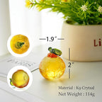Glass Orange Figurine Crystal Fruit Collectibles Hand Blown Glass Fruits Tangerine Decoration Art Ornament for Home Office Kitchen Decor Gift for Women