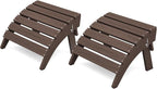 KINGYES Folding Adirondack Ottomans Set of 2 for Adirondack Chair, Coffee