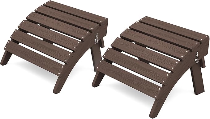 KINGYES Folding Adirondack Ottomans Set of 2 for Adirondack Chair, Coffee