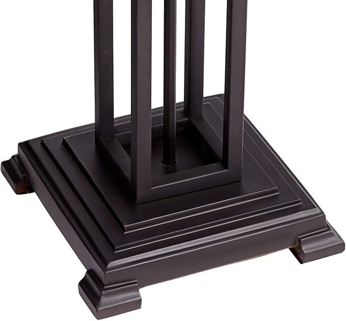 Robert Louis Tiffany Ranier Mission Tiffany Style Standing Floor Lamp with Night Light LED 59.5" Tall Bronze Copper Multicolored Stained Art Glass Shade Decor for Living Room Reading House Bedroom