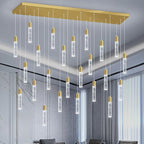 24-Lights Modern Crystal Chandeliers LED Pendant Light for Kitchen Island Dining Room Entrance Foyer Living Room 6000K Gold