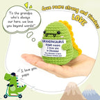 Mini Grandpa Gifts for Christmas– Handmade Crochet Dinosaur Grandpasaurus RAWR I Love You Gift for Grandpa Papa Pops Birthday Christmas Stocking Stuffer Decorative Collectible