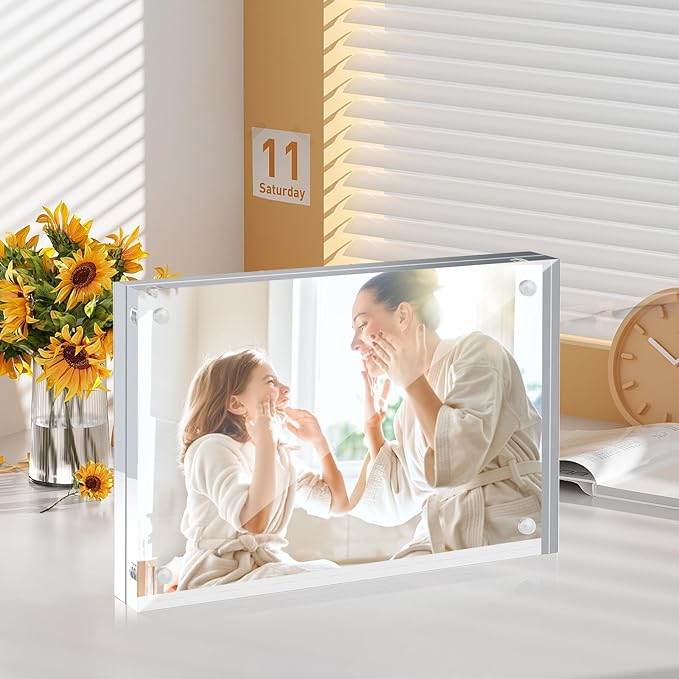 4x6 Acrylic Picture Frames 24 Pack, Clear Picture Frame Double Sided Magnetic Photo Frames 20mm Thicker Desktop Display Frame Wedding Table Numbers for Bedroom Home Office