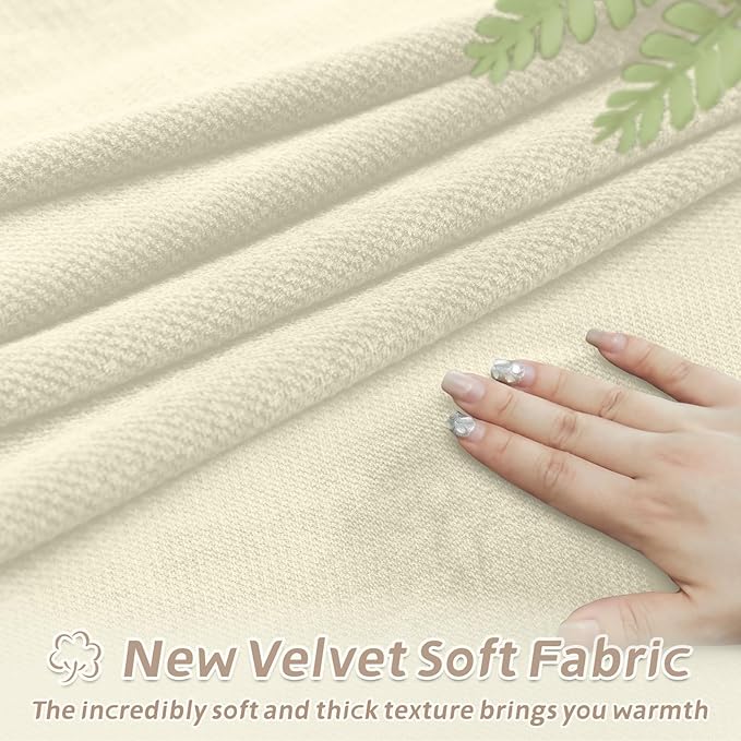 Arfntevss Sectional Recliner Couch Covers Velvet Corner Sectional Sofa Cover for Reclining Couch Stretch Soft L Shape Recliner Slipcover Thick U Shaped Washable Protector (5 Seat Cover, Beige)