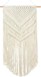 JONKASIPA Macrame Woven Wall Hanging, Bohemian Wall Decor, Handmade Woven Tapestry with Tassels, Delicate Lace Decor Crafts for Bedroom,Living Room or Farmhouse (Beige)