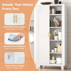 70.87" H Metal Kitchen Pantry Cabinet, Freestanding Cupboard with 2 Doors and 4 Adjustable Shelves, Tall Metal Storage Cabinet for Kitchen, Bathroom, Dinning Room or Laundry Room （White）