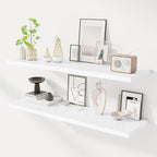 Dreamland 48" Floating Shelves for Wall, 12" Deep Slim White Floating Shelves, Wall-Mounted Shelves for Bedroom, Living Room, Kitchen, Bathroom - Set of 2