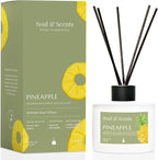 Soul & Scents Reed Diffuser Set – Pineapple | 7.43 oz Refillable Scented Oil with 6 Fiber Sticks | Long-Lasting Home Fragrance & Air Freshener for Bedroom, Bathroom, Office | Gift & Décor Piece