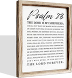 Christian Wooden Sign, Bible Verse Wall Art, Rustic Wooden Plaque, Home Church Decor, Christian Framed Wall Plaque Sign 15 * 11.5 inches, The Lord is My Shepherd