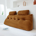 Headboard Wedge Pillow with 2 Pack Neck Roll Pillow Large Headboard Pillow Soft and Supportive Bed Rest Reading Pillows for Sitting in Bed with Removable Cover (Brown, Queen:59x8x20 Inches)