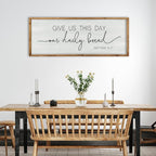 ZZJJHYWGQ Dining Room Wall Decor Give Us This Day Our Daily Bread Sign Bible Verse Christian Quotes 40"×15" Matthew 6:11 for Kitchen Large Farmhouse Rustic Horizontal Wall Hanging Art (Wood)