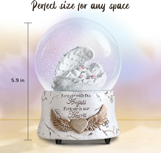 Fall Indoor Decor Angel Statue, Healing Angel Figurines for Women, Thanksgiving Gift Ideas,Resin Angel Statue Music Snow Globe Cat Dog Pet Memorial Gifts, pet Loss Sympathy Gift