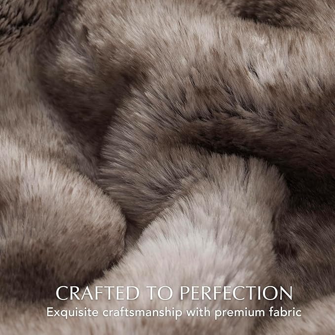 Ultra Soft Luxury Fluffy Mink Faux Fur Throw Blanket, Thick Warm Fall Winter Blankets for Bed, Couch, Cozy Plush Reversible Blanket for Chair, Sofa (Ombré Hazel Brown, 60"x80")