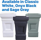 Step2 Atherton Square Planter, Large Planters for Outdoor Plants, Gardening and Flower Pot for Patio or Porch, Efficient Drainage, Durable Plastic, Classic White