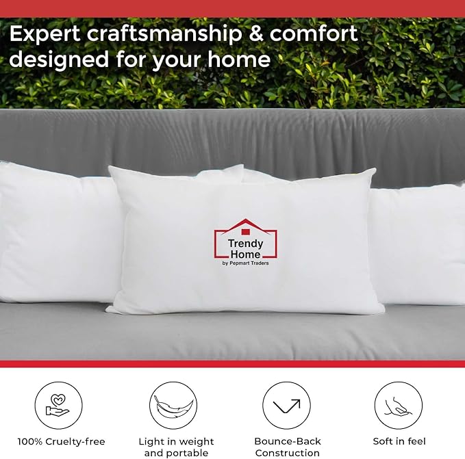 Trendy Home 12x18 Throw Pillow Insert (Pack of 2, White), Bed and Couch Pillows Stuffer Hypoallergenic, Lumbar Support Decorative Home Outdoor Pillow Filler (Non Woven, 2 Pack)