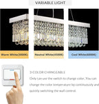 Siljoy 6-Light Modern Crystal Chandelier for Dining Room, Rectangular K9 Crystal Raindrop Chandelier, Rectangle Pendant Ceiling Light Fixture for Living Room Kitchen Island L31.5'' x W10'' x H10''