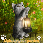 Solar Cat Garden Statue: Outdoor Cat Statues for Garden with Lights for Yard Art Lawn Ornaments Porch Patio Balcony Home House - Gardening Gifts for Women Grandma Mom