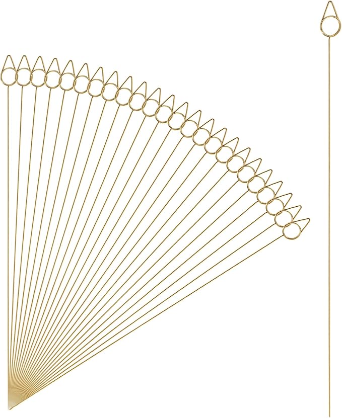 uxcell 24 Pcs Table Card Holders, 11.8 Raindrops Metal Craft Wire Clips Picture Clip Table Number Holders Picks for Wedding, Photos, Memo, Restaurant, Gold