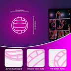 Volleyball Neon Signs for Wall Decor, Sports Neon Lights for Bedroom Living Room Game Room Club, 5V USB Power with Hanging Chain Hooks