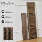 Room Divider with Shelves, 5.6 Ft Tall Folding Wood Screen with Double Hinges for Home Office Bedroom Hotel Decoration (4 Panels, Brown)