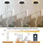 Long Spiral Crystal Chandelier Lighting for Foyer 12-Light Black Staircase Chandelier High Ceiling Slopped LED Dimmable 2700K-6000K