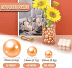 200 PCS Rose Gold Vase Fillers, Pearls Bead for Centerpieces Vases, 10/14/20 MM No Hole Beads, Fake Pearls for Wedding Birthday Anniversary Theme Party Table Centerpieces Decor
