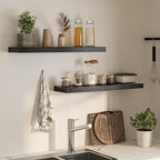 Floating Shelves for Wall, 36" W x 8" D x 1.5" H, Wooden Wall Mounted Display Shelves with Invisible Brackets for Living Room, Bedroom, Bathroom, Kitchen Decor and Storage, Set of 2, Black