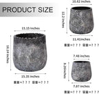 Craft flowerpots 18"+13"+19" Dia Round Concrete Planter Set of 3 Large Outdoor/Indoor Planter Pots Containers with Drainage Holes and Rubber Plug for Home Garden (Dark Gray, Large)