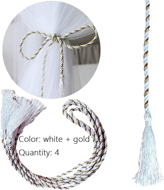 Bed Canopy, Canopy Bed Curtains Bed Drapes for Full Queen King Size Bed Mosquito Net Bed Canopy Curtains for Patio Indoor Outdoor Room Decor Screen Netting Canopy Curtains White