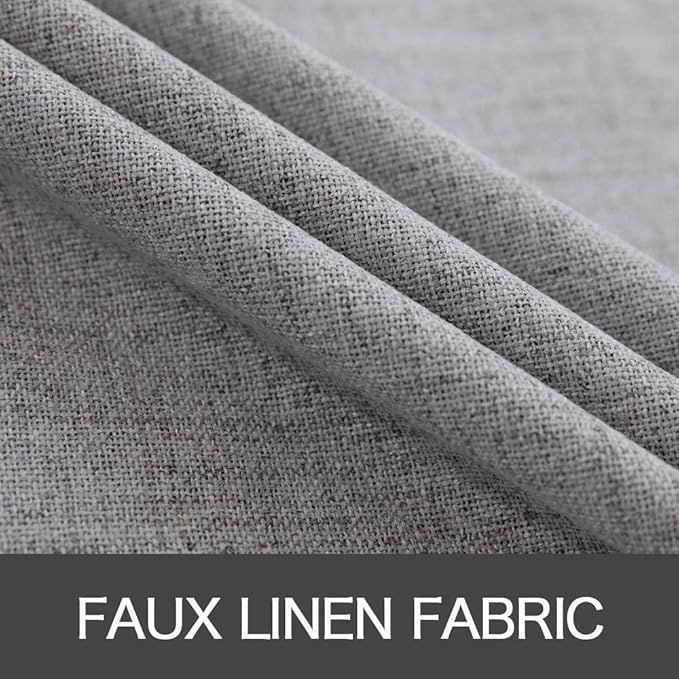 MIULEE Linen Texture Curtains for Bedroom Solid 100% Blackout Thermal Insulated Grey Curtains Grommet Room Darkening Curtains/Draperies Luxury Decor for Living Room Nursery 52x96 Inch (2 Panels)