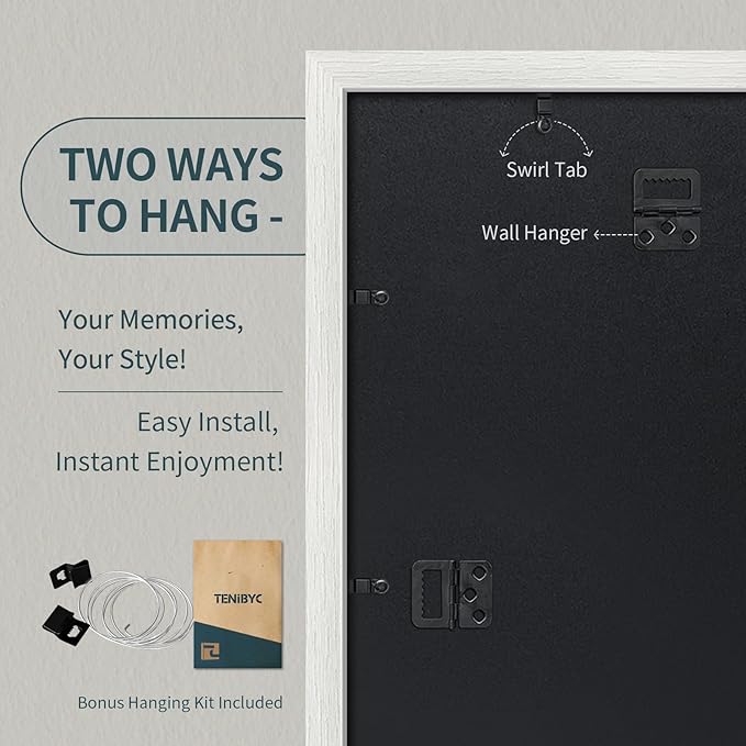 20x28 Picture Frame Set of 3 - White Woodgrain, Solid Wood Gallery Poster Frame - Wall Hanging