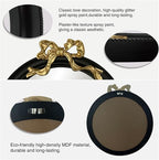 25x25 inch Bow Antique Round Mirror for Wall, Gold & Black Decorative Wall-Mounted Circle Mirror, Perfect for Bedroom, Hallway, Living Room Décor, and Bathroom Vanity