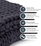 Nuzzie Chunky Knit Weighted Blanket - Breathable, Cooling, Hand Made Knit Throw Blanket for Sleep - Machine Washable, Stylish Decor Design (Misty Grey, Queen | 22lbs | 60"x80")