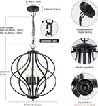 Modern Black Chandelier for Dining Room, 4 Lights Geometric Chandeliers, Sphere Chandelier Industrial Large Pendant Light Fixtures Hanging for Kitchen, Entryway, Foyer, Stairs