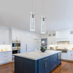 3-Pack Modern Pendant Lighting Satin Nickel,24W Light Chandelier with LED Bulb, Updated Housing and Bubble Kitchen Light for Kitchen,Dining Room,Living Room,Corridor and Restaurant, 6000K