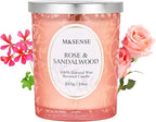 M&SENSE Rose Sandalwood Scented Candle, Cracking Wooden Wick Soy Wax, 18oz 100 Hours Long Lasting Clean Burn, Large Jar Candles for Home Decor, Non-Toxic Relaxing Aromatherapy Gifts for Women