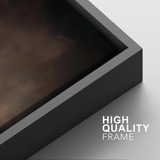 SIGNFORD Framed Canvas Print Wall Art Set Moody Dark Abstract Earth Tones Illustration Modern Art Decorative Nordic Nature for Living Room, Bedroom, Office - 16"x24"x2 Black